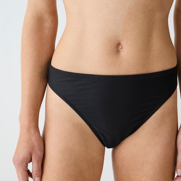 NWT J. Crew Black Ribbed High Rise Cheeky Bikini Swim Suit Bottom Size Medium - Picture 1 of 7